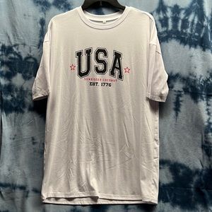 Oversized White USA T-Shirt
